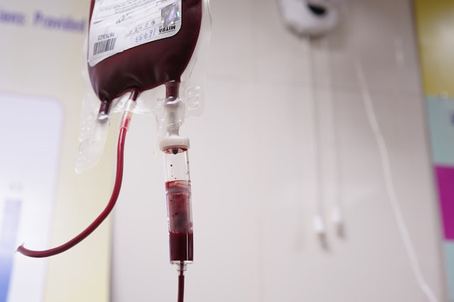 A bag of donated blood