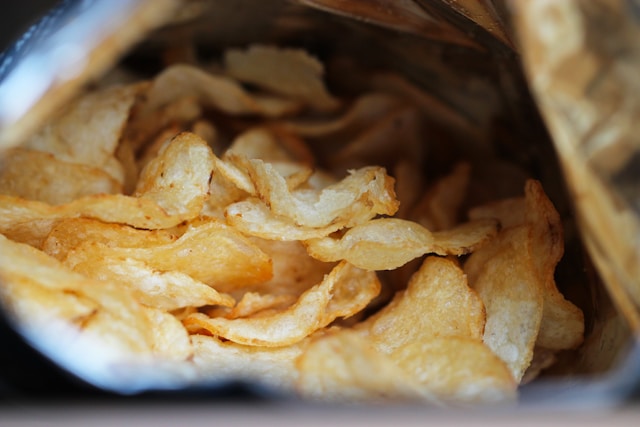 Potato chips in a bag