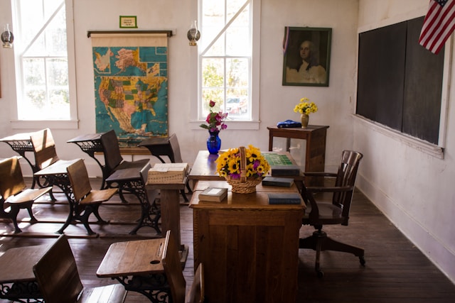 A school classroom.